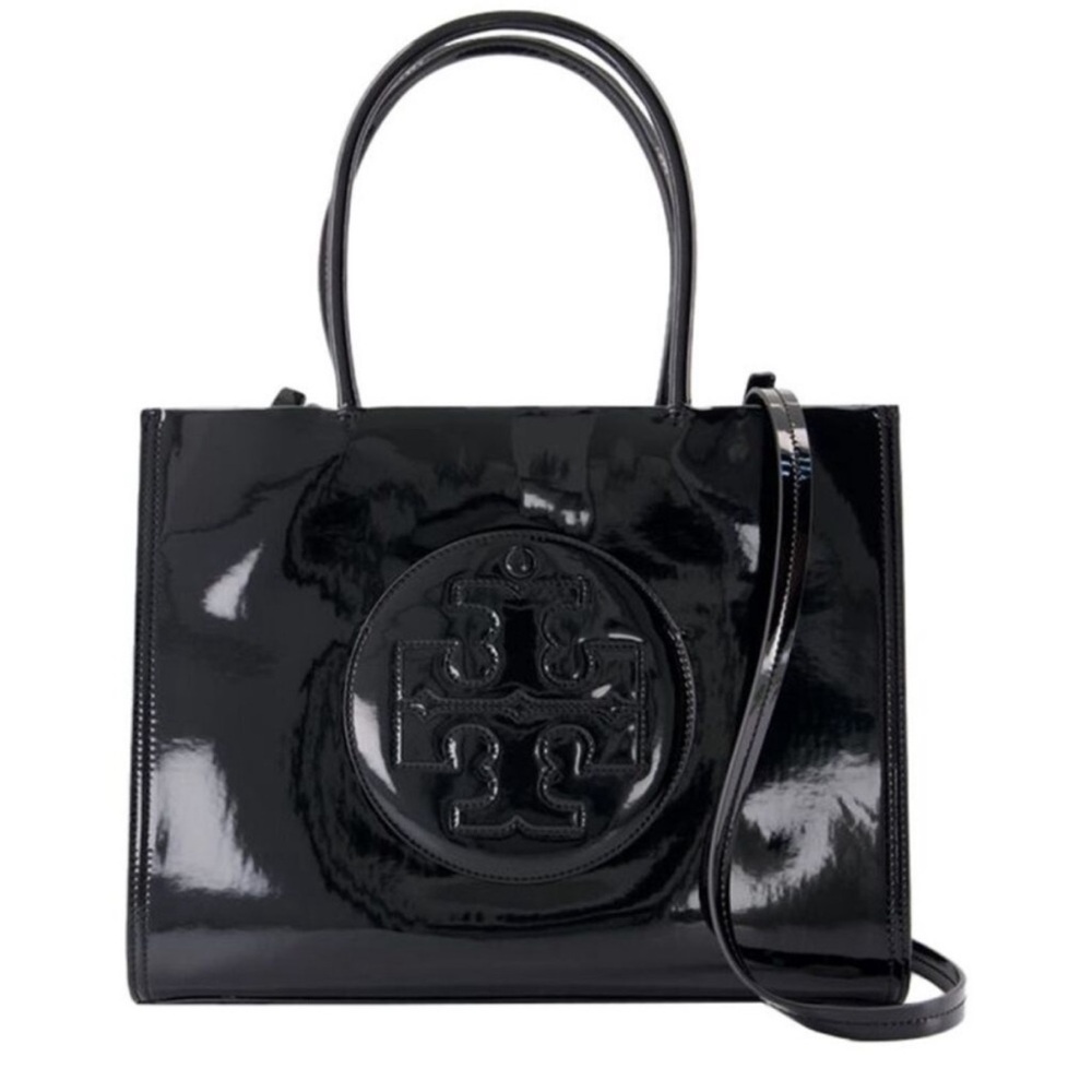 Tory Burch small black Ella bio Tote in black patent